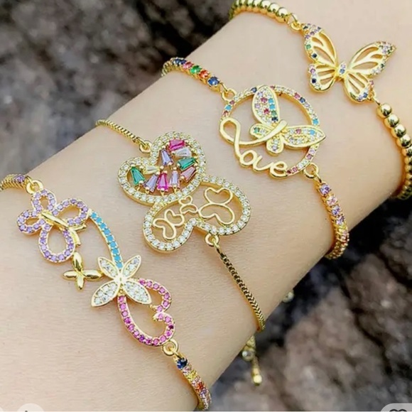 Rainbow Butterfly 24k Gold Plated Bracelet